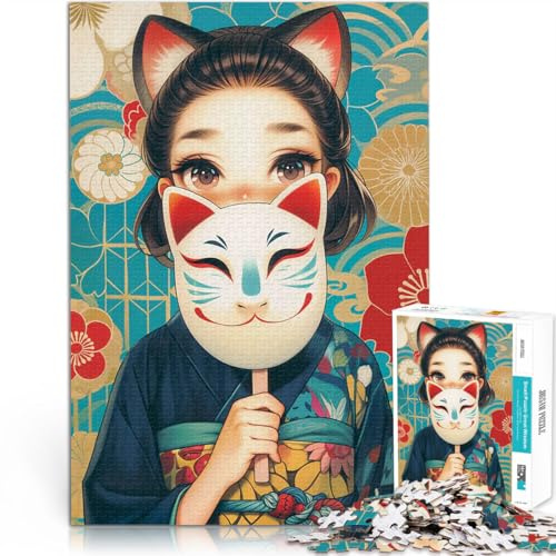 Jigsaw Puzzles for teenagers 1000 Piece Fox Mask Maiden Stressabbau-Spielzeug Geburtstagsgeschenk, Geschenke75x50cm