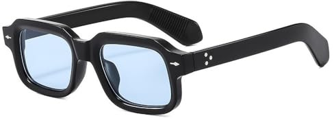 SKFGNX Retro-Sonnenbrille für Herren, klein, quadratisch, modisch, klare Gläser, UV400, trendige Sonnenbrille mit Nieten für Damen