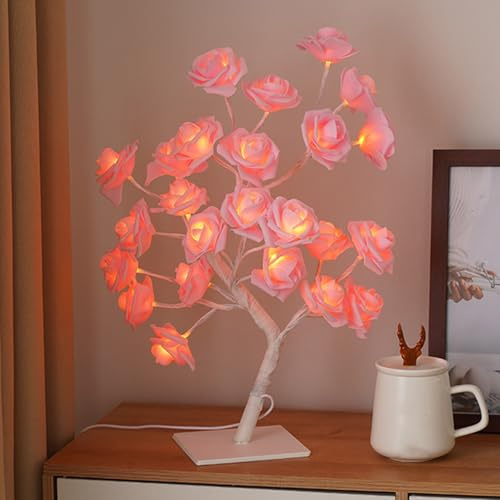 AWSOLAR Rose Tree Lamp, Warm Flower Lamp, Romantic Flower Lights