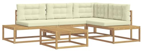 vidaXL Outdoor-Sofagarnitur mit Kissen Weiß 79 x 79 x 37 cm Polyester, Garten und Terrasse, modernes Akazienholz Sofa, Sofa-Set, langlebige Sitzgelegenheit, wetterfeste Lounge