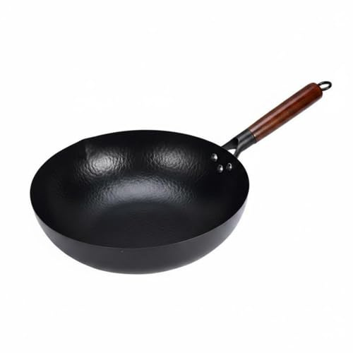 KiBcsLic Wok Tradicional Martillado Hecho a Calentamiento Uniforme para Cocina Casera, Wok Tradicional Forjado De Hierro De 32cm Sin Tapa