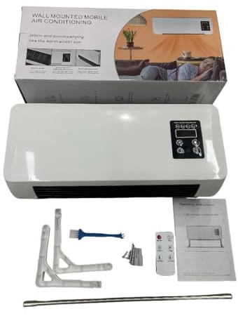 Wandmontiertes Klimagerät mit Heizfunktion Ventilator für Smart Home – kein erforderlich effiziente Luftzirkulation kompaktes Design energiesparender Betrieb ideale Raumtemperatur (White, A)