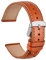 WOCCI 20mm Bracelet de Montre en Cuir Italien avec Boucle Argentée (Marron Doré)