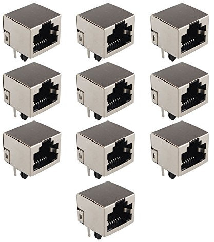Futheda 10 Pcs Prise Jack RJ45 8P8 C PCB Montage Réseau Connecteurs Ethernet Coupleurs à 180 °