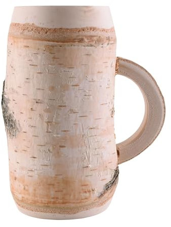 Battle-Merchant Krug mit Henkel aus Birkenholz 0,5 Liter Bierkrug LARP Holzkrug Becher Stammtischkrug Wikingerhumpen