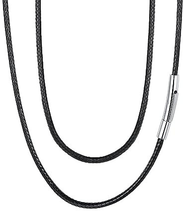 FaithHeart Lederband 2MM breit Lederkette Herren Damen Halskette 65CM Lederhalsband Schwarz Lederhalskette ohne Anhänger Leder Kette mit Verschluss Kunstleder Kette Schmuck für Geburtstag Weihnachten