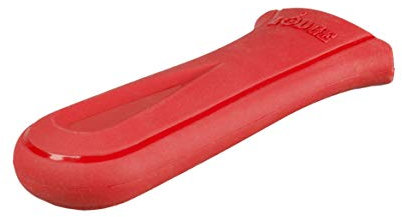 Lodge Deluxe-Silikon-Griff für heiße Griffe, spülmaschinenfest, für Lodge Gusseisen-Bratpfannen 22,9 cm + mit Schlüssellochgriff, wiederverwendbarer Hitzeschutz bis 550 °, Rot