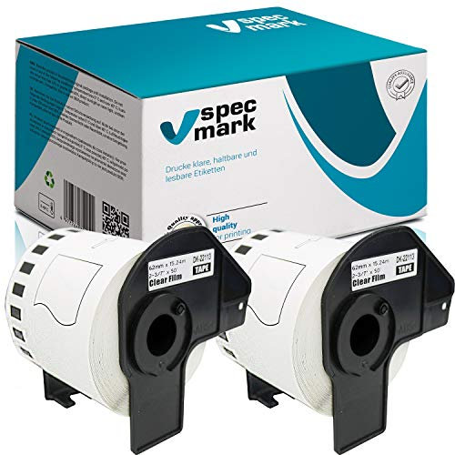 specmark 2 Rollen Endlosetiketten kompatibel mit Brother DK-22113 62mm x 15,24m Etiketten für allen QL-Etikettendruckern QL-570 QL-700 QL-800