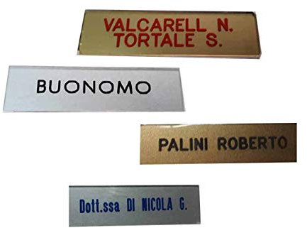 1 Targa Cassetta della Posta 1 o 2 righi, 2,5x7 cm con biadesivo Spesso 2mm Circa targhetta plexy Glass Scegli Colori Incisione Compresa stampatello FUORIPORTA targhetta 1 Portachiavi corni (1 rigo)