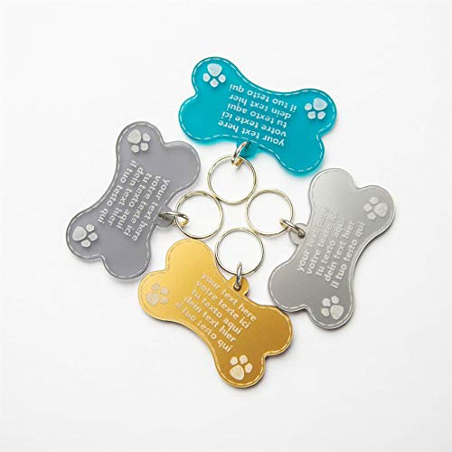 Chapa Placa En Forma de Hueso Identificativa para Perro Gato Mascota Grabado Lujo Acrílico
