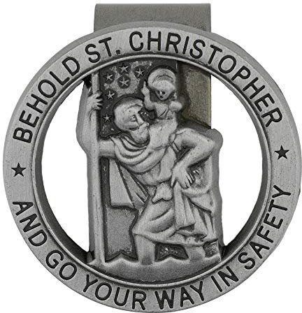Sankt Christophorus Visier-Clip | Schutzpatron der Reisenden und Autofahrer | Sehold St. Christopher and Go Your Way in Safety | Tolles katholisches Geschenk für Fahranfänger und Autobesitzer