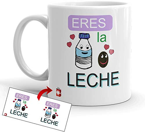 Kembilove Tazas de Desayuno CREA – Tazas de Café Divertidas y Graciosas con Mensaje Eres la Leche – Tazas Originales de cerámica de 350 ml – Ideas de Regalos Originales