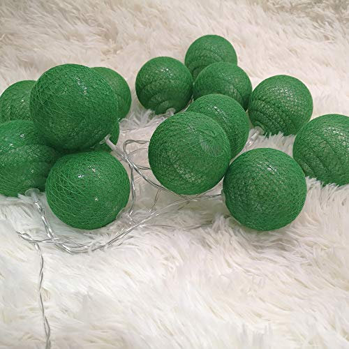LED String Lights 6cm Cotton Ball, DOTBUY Nordic style Fairy Lights Christmas Decoration Battery Operated for Xmas Indoor outdoor Holiday Party Decor Garlands (Forest green,3.3M/20LED)