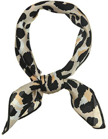 sourcing map Damen quadratischer Hals Schal bunte Leopard Halstuch Taschentuch Beige 50 * 50cm