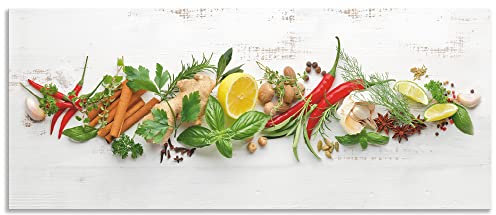 ARTland Spritzschutz Küchenrückwand aus Alu für Küche Herd Spüle Motiv 120x50 cm (BxH) Ernährung & Genuss Lebensmittel Gewürz Fotografie Weiß Kräuter und Gewürze U1RK