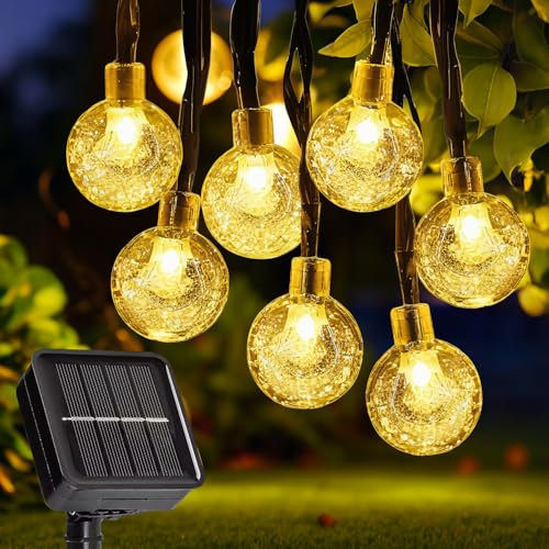 Ulanox Solar Lichterkette Aussen 7M 50 LED Lichterkette Solar 8 Modi LED Glühbirnen Lichterkette IP65 Wasserdicht Außen Innen Weihnachten Lichterketten für Zimmer Garten Party Balkon Warmweiß Dekor