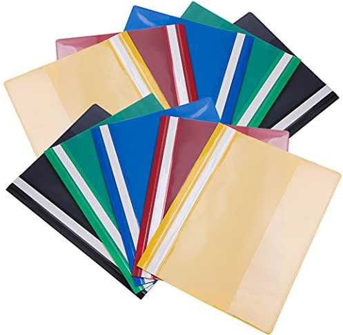 10 Stück Dokumententasche Dokumentenmappe Ringordner Transparente Deckfarbe Zweiloch Bindungsblende zum Abheften für Schule Home Office Organisation 6 Farben