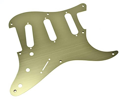 KAISH 8 Löcher Metall Aluminium eloxiert Vintage Stil ST/Strat SSS Pickguard Gitarre Pick Guard Schlagbrett Schlagbrett für USA/Mexiko Stratocaster/Strat Gold