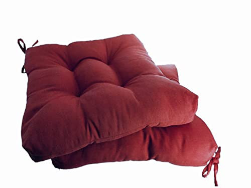 Pack de Cojines para sillas Tamaño 40 x 40 cm Ideal para sillas de Cocina, Comedor, Terraza. Cómodas y Blandas con Tiras de sujeción. Fabricadas en España (Rojo, Pack 2_ 40 x 40cm)