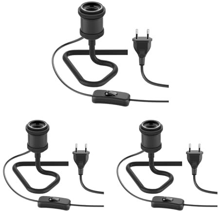 ledscom.de 3 Stück Tischlampe RETRA, Schalter, schwarz, 1x E27 max. 60W