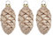 Thüringer Glasdesign Christbaumschmuck Tannenzapfen Braun mit Glitterdeko, 3 Stück/Set, ca. 6 cm, Weihnachtsdeko