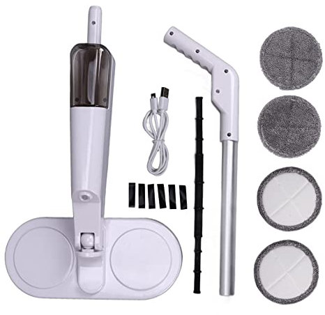 Mocio Elettrico Senza Fili, Mocio Rotante Elettrico Detergente per Pavimenti Bagnato e Asciutto Detergente per Pavimenti con Ricarica USB per Laminato/Pavimento in Legno Duro/Parete del Bagno