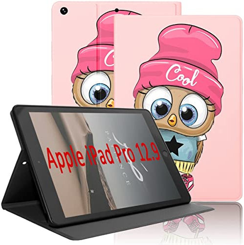 Yoedge Hülle für iPad Pro 2021 12,9 Zoll 5. Generation, Ultra Dünn Leicht SchutzHülle mit Standfunktion TPU Rücken Slim PU Leder Smart Folio Tablet Cover für iPad Pro 12,9 2020 & 2018, Eule