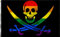 ANCONINE Regenbogen-Piratenflagge, 90x150 cm, Jack Rackham Messer, Jolly Roger Totenkopf und gekreuzte Knochen, strapazierfähig, doppelt genäht und hochwertiges Polyester. (7.6x12.7 cm)