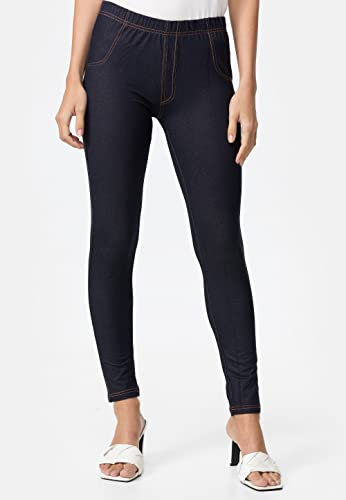 Nur Die Treggings in Jeans-Look Relax & Go Stretch mit Taschen Komfortbund Skinny Fit Damen, dunkeljeans, XL