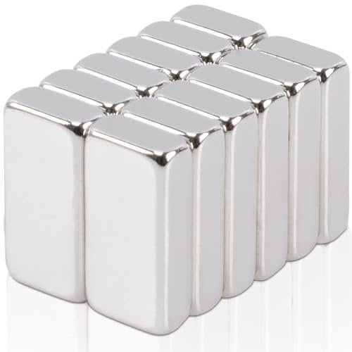 MIN CI 12 Stück Magnete Stark, 20x10x3mm Kleine Magnete Starker Neodym Magnete für Magnettafel Küchenschrank Rechteckige Whiteboard Magnet Fotos Postkarte Büro