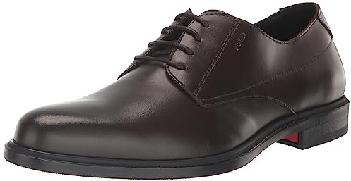 HUGO Herren Kerr Glanze Leder Derby Dress Shoe Oxford, Dunkelbraun, 47 EU