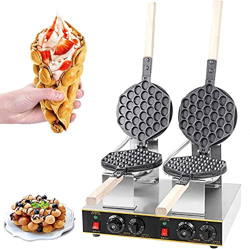 JIADUOFU Bubble Waffle Maker, Egg Waffle Machine, Electric Non-stick Commercial Cone Maker, Stainless-steel None Stick, for Home Use Snack Shop or Cafe,220v