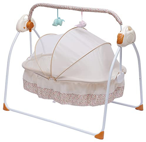 Babywippe Elektrisch 0-25Kg Großer Raum Elektrisches Babybett Wiege Kleinkind Wippe Bett Baby Wiege Unterstützt intelligente Steuerung: Timer-Funktion (Blau)