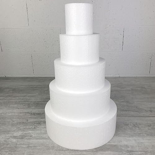 Lealoo Pièce montée en Polystyrène, 50 cm de Haut, Base Ø 30cm à 10cm, 5 étages Wedding Cake Haute densité