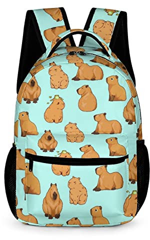 Ueshiramanu Capybara Rucksack für Kinder, Jungen, Mädchen, Polyester, modisch, Schultasche, Druck, Reisen, stilvolle Laptop-Büchertasche, Geschenk, Capybara Blue, Einheitsgröße, Modern