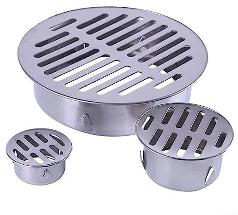 Runder Edelstahl-Bodenablauf, Metall, Stahl, Gully-Gitter, Dusche, Anti-Verstopfungs-Filter, Zuhause, Werkzeuge für den Außenbereich, Balkon, Hof (Ø 50 mm)