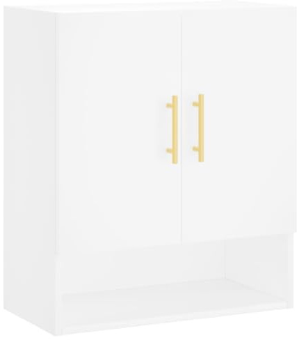 vidaXL Wandschrank, Hängeschrank mit viel Stauraum, Wandmontage Badschrank Medizinschrank, Aufbewahrungsschrank für Wohnzimmer, Weiß Holzwerkstoff