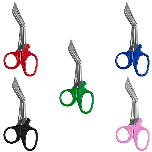 Utility Scissors, EMT and Trauma Shears, Titanium Bandage Shears Bent Stealth tuff Cut for Nursing Scissor, Students, Emergency Room First AID (5.5, Pink)