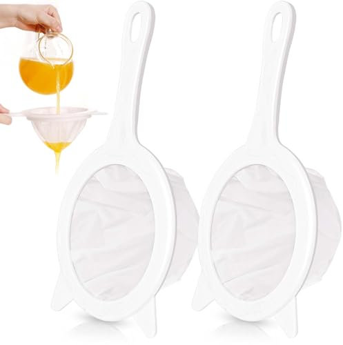 Sinofort 2PC Colander Plastic Fine Mesh,Fine Mesh Sieve Plastic,Fine Mesh Strainer Plastic,Fine Sieve Ultra Fine,Kitchen Sieve for Baking Flour Juice Yogurt Milk, 300/450 Mesh Filter Net