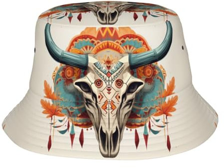 YYHHAOFA Cow-Schädel-Hut, geometrisch, für Erwachsene, leicht, atmungsaktiv, faltbar und Unisex, Schwarz, Schwarz, Einheitsgröße