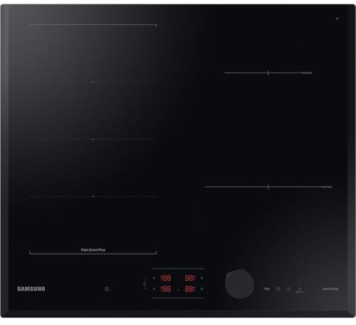 Samsung NZ64B6058KK Piano Cottura A Induzione, Da Incasso, 60 cm, Vetroceramica, Flex Zone, 4 Zone, Touch Control, Colore Nero, Wifi