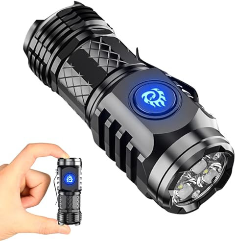 Okdance Three-Eyed Monster Mini Flashlight Super Power Mini Torch High Lumens Waterproof Portable Pocket Torch Rechargeable for Outdoor Hiking Camping(1PCS)