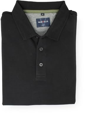 Marvelis Herren Poloshirt Casual Fit Polokragen Einfarbig Schwarz, Größe:L
