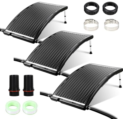 Hebitod Poolheizung Solar, Sonnenkollektor Pool 110 x 65 x 36 cm, Solarheizung 10000 L/H, Ø 38-40mm Anschluss Solar Poolheizung Erweiterbar, Solaranlage für Warmwasser Pool (3 Sets)