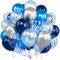 Ousuga 60 Stück 12 Zoll Marine Light Blau Luftballons Metallic Chrom Silber Blau Konfetti Latex Ballons Set für Jungen Männer Geburtstag Hochzeit Babyparty Party Dekoration