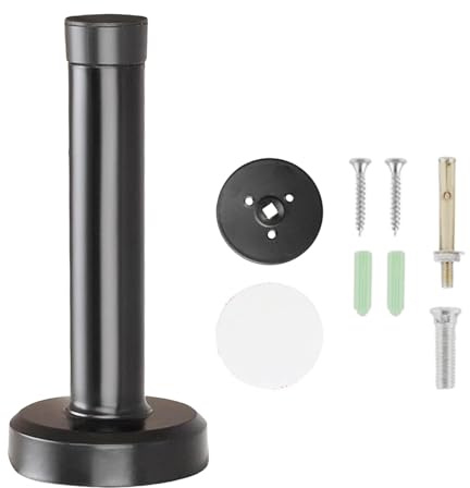 CKLHCFF Edelstahl Türstopper, Stainless Steel Door Stopper, Wandtürstopper, mit Gummipuffern Boden Türkeil Boden Buffer für Alle Hartböden Wand zum Schutz von Türen Und Fenster (Schwarz, 12cm/4.72in)