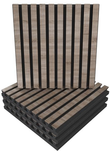 4er-Pack – Lamellen-Akustikpaneel | 50x50x5cm | Schallabsorption – Diffusion – Reflexion – Schalldämmung | Dekorative Akustiklösung | Farbe: [x4 POLE | Sonoma]