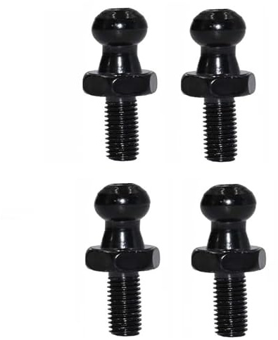 Ramor Strutz Lot de quatre boulons à rotule noirs pour vérins à gaz, couvercle de coffre, hayon ou capot. Rotule de 10 mm, filetage de 15 mm de long, filetage M6.