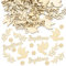 SPOKKI 90 Stück Konfetti für Taufe, Konfetti aus Holz, Deko für Taufe, Form Taube, Salbei, Konfetti zur Taufe, Tischdekoration, Taufe, Dekoration für Tisch, Taufe, Kommunion