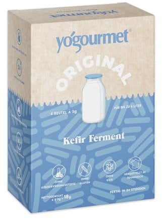 Yogourmet - Starterkultur Kefir (6 Beutel = 6 Liter) - Machen Sie Milchkefir zu Hause - Natürlich, Glutenfrei, Koscher, Halal